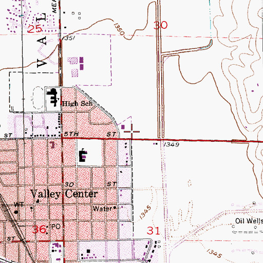 Topographic Map of Valley Center Police Department, KS