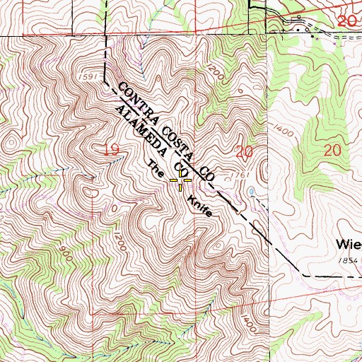Topographic Map of The Knife, CA