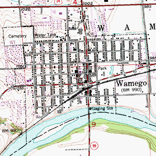 Topographic Map of Wamego Police Department, KS