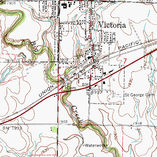 Topographic Map of Victoria Police Department, KS