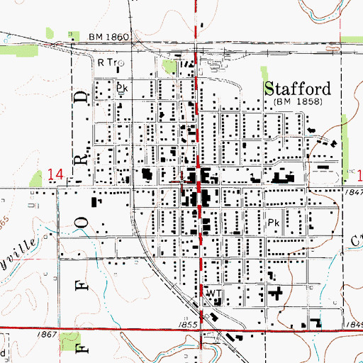 Topographic Map of Stafford Police Department, KS