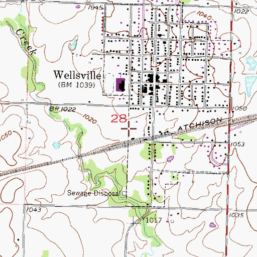 Topographic Map of Wellsville Police Department, KS