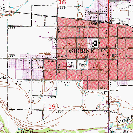 Topographic Map of Osborne County Sheriff's Department, KS