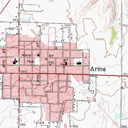 Topographic Map of Arma Police Department, KS