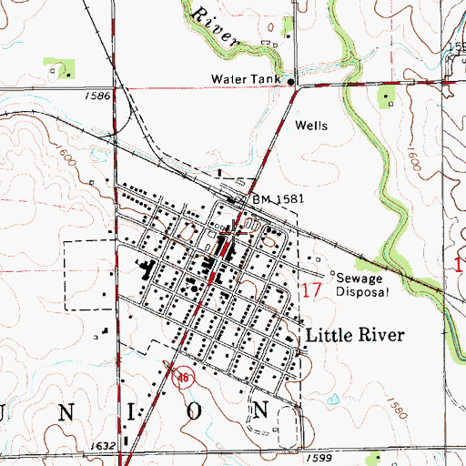 Topographic Map of Little River Police Department, KS