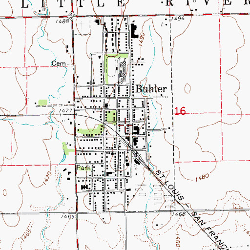 Topographic Map of Buhler Police Department, KS