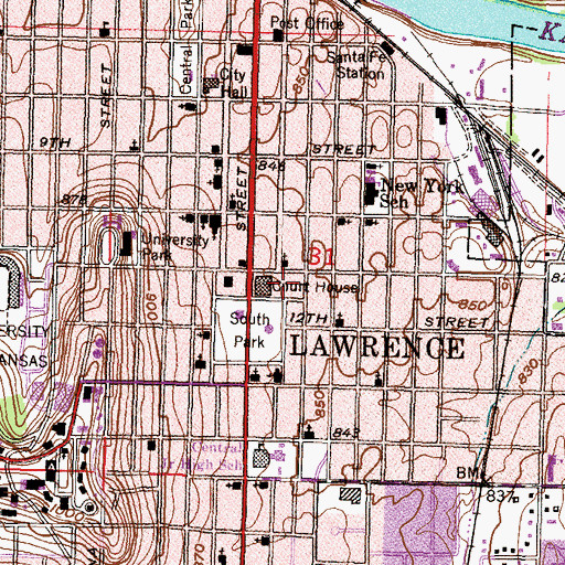 Topographic Map of Douglas County Sheriff's Office, KS