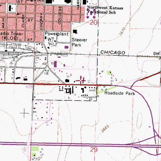 Topographic Map of Kansas Highway Patrol Goodland Zone Office, KS