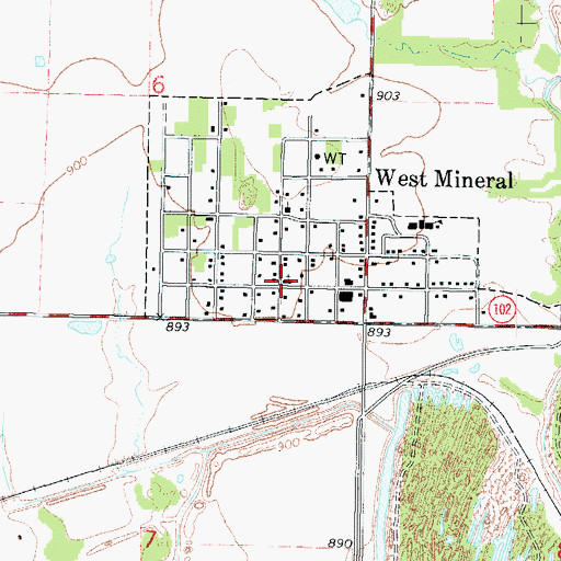 Topographic Map of West Mineral Police Department, KS