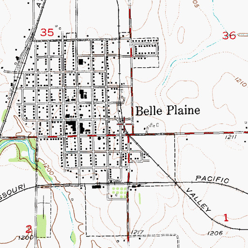 Topographic Map of Belle Plaine Police Department, KS