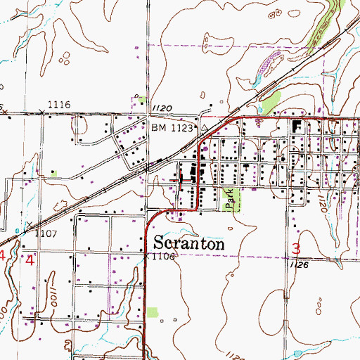 Topographic Map of Scranton Police Department, KS