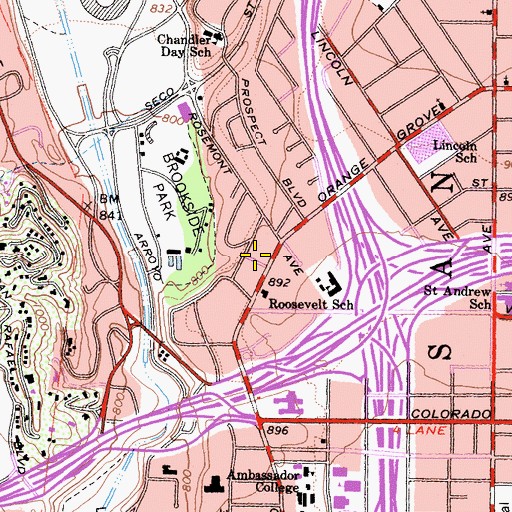 Topographic Map of David B Gamble House, CA