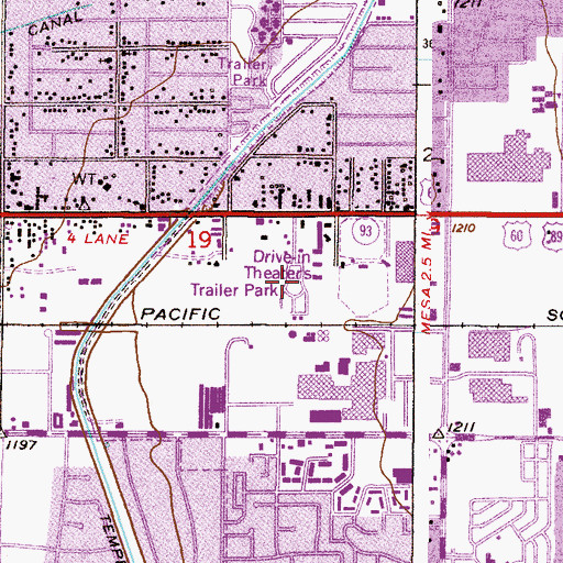 Topographic Map of Redwood Gardens Mobile Home Park, AZ