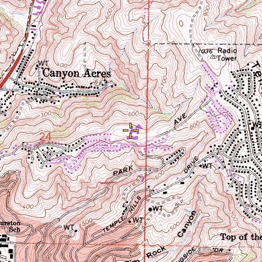 Topographic Map of Thurston Middle School, CA