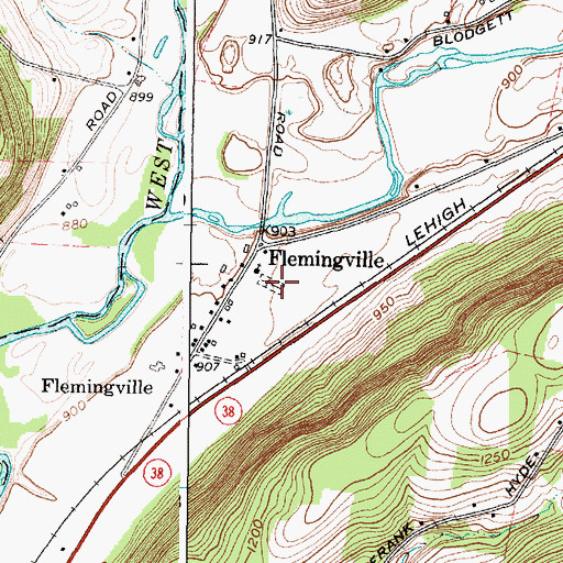 Topographic Map of Flemingville Cemetery, NY