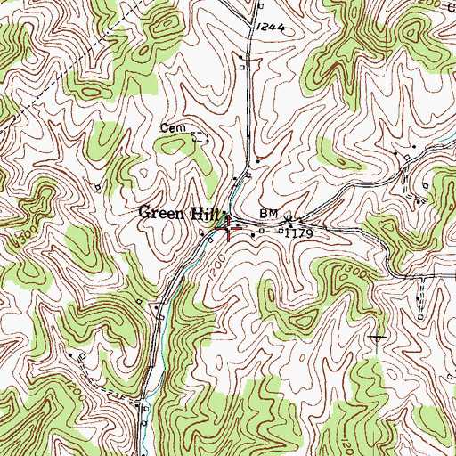 Topographic Map of Green Hill School (historical), KY