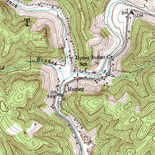 Topographic Map of Upper Indian Creek (historical), KY