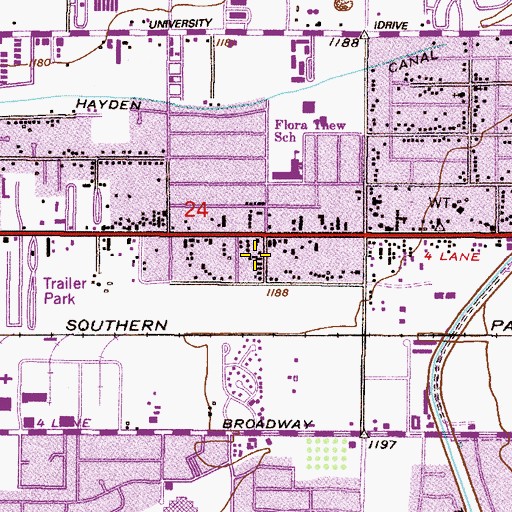 Topographic Map of Reynolds Trailer Court, AZ