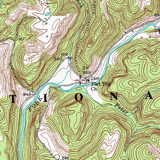 Topographic Map of Flat Top School (historical), KY