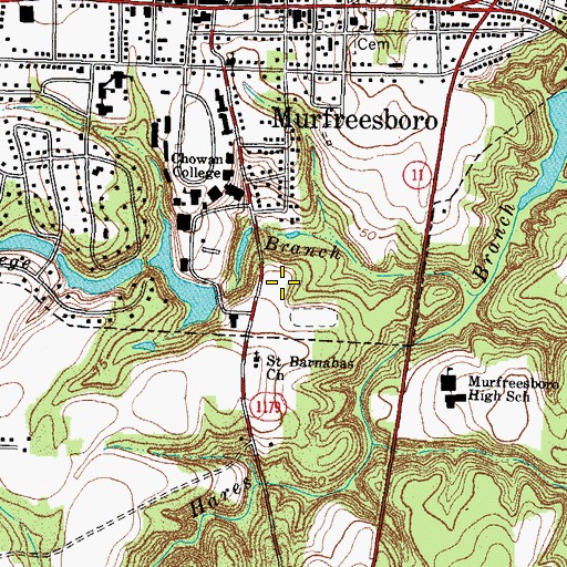 Topographic Map of Chowan University - Helms Center, NC