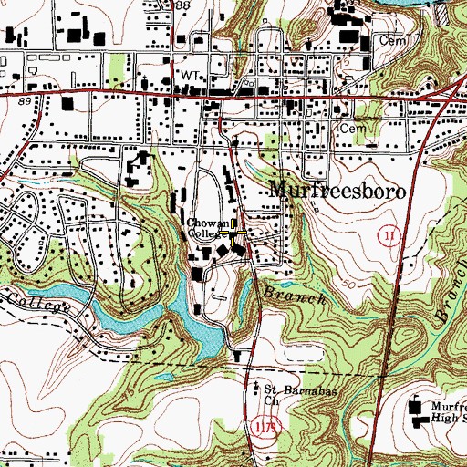 Topographic Map of Chowan University - McSweeny Hall, NC