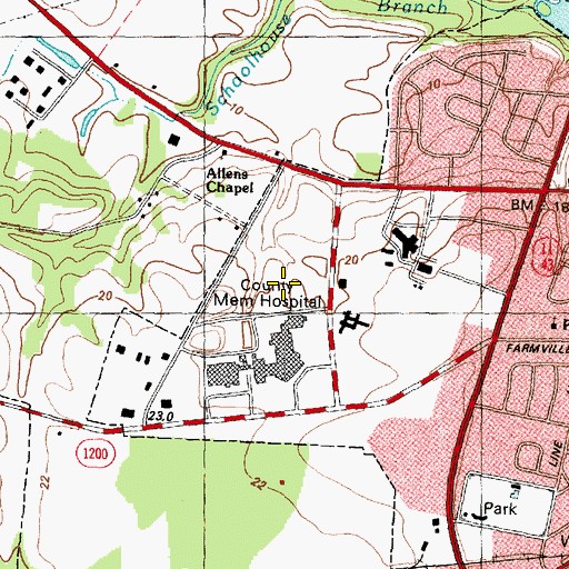 Topographic Map of East Carolina University - Greenville Health Sciences Campus Brody Medical Sciences Building, NC