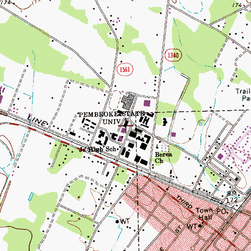Topographic Map of University of North Carolina - Pembroke Campus Education Center, NC