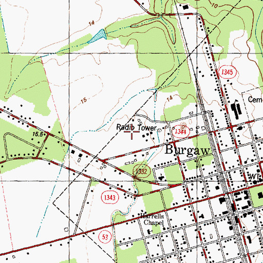 Topographic Map of Pender Correctional Institution, NC