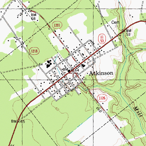 Topographic Map of Atkinson Post Office, NC