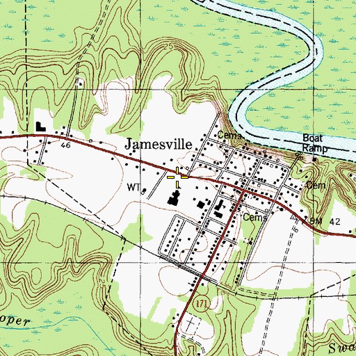 Topographic Map of Jamesville Post Office, NC