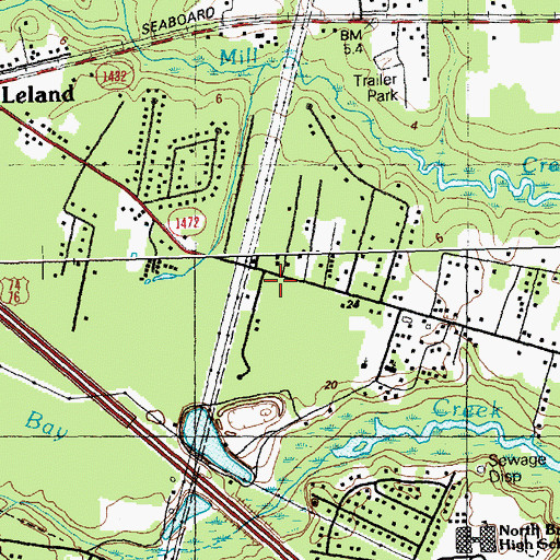 Topographic Map of Leland Post Office, NC