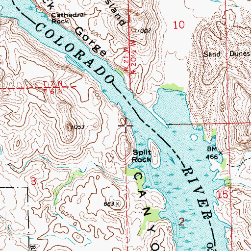 Topographic Map of Topock Gorge, CA