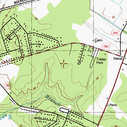 Topographic Map of Donaldson Mobile Home Park, NC