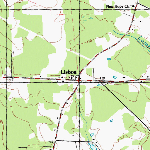 Topographic Map of Lisbon Baptist Church, NC
