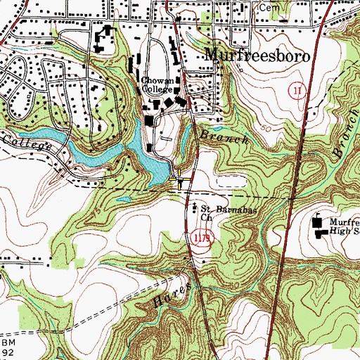 Topographic Map of Chowan University - Parker Residence Hall, NC