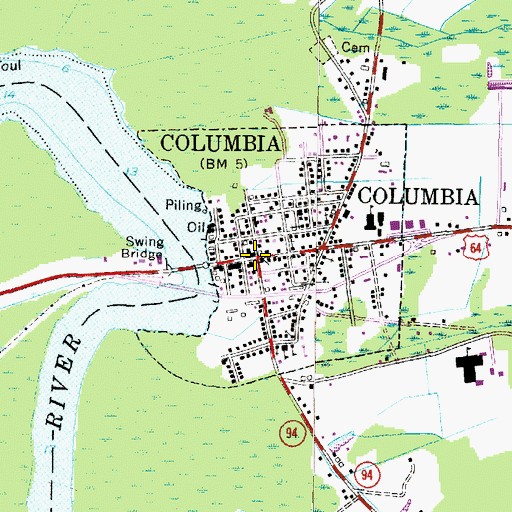Topographic Map of Tideland Mental Health Center of Columbia, NC