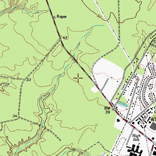 Topographic Map of First Baptist Church, NC