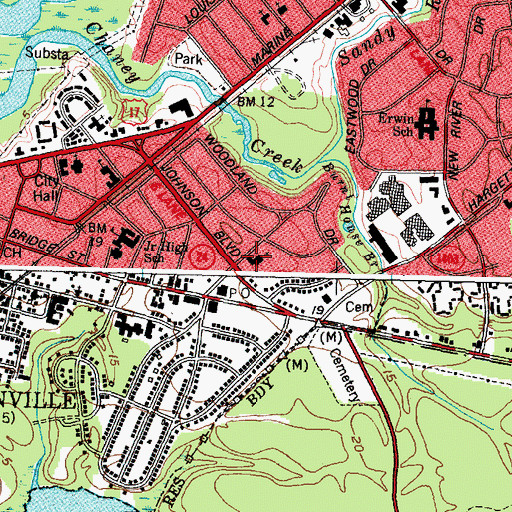 Topographic Map of First Presbyterian Church, NC