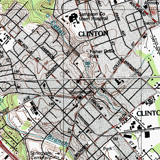 Topographic Map of First United Methodist Church, NC