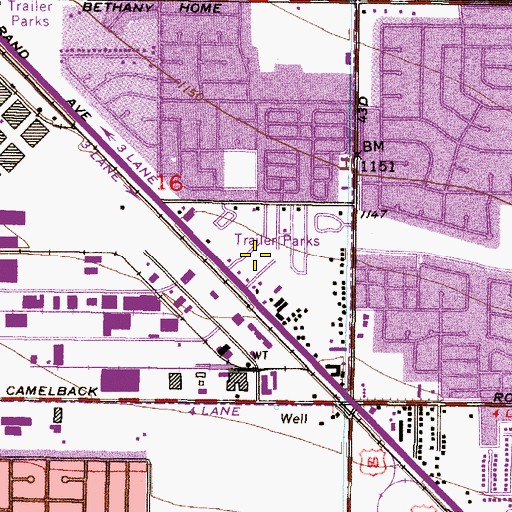 Topographic Map of Rose Terrace Trailer Park, AZ