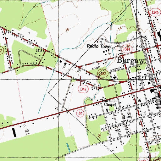 Topographic Map of Burgaw Seventh Day Adventist Church, NC