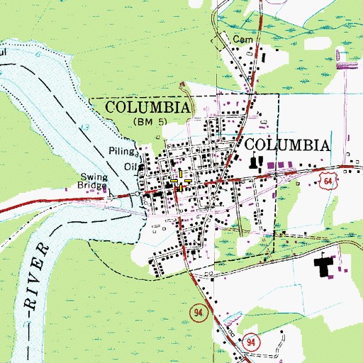 Topographic Map of Tyrrell County Library, NC
