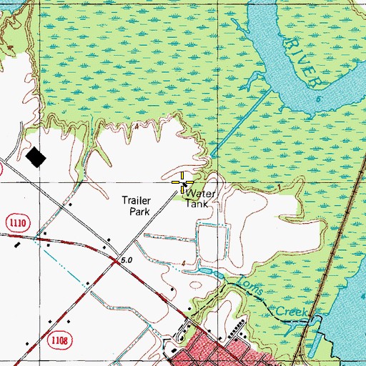 Topographic Map of Hertford Wastewater Treatment Plant, NC