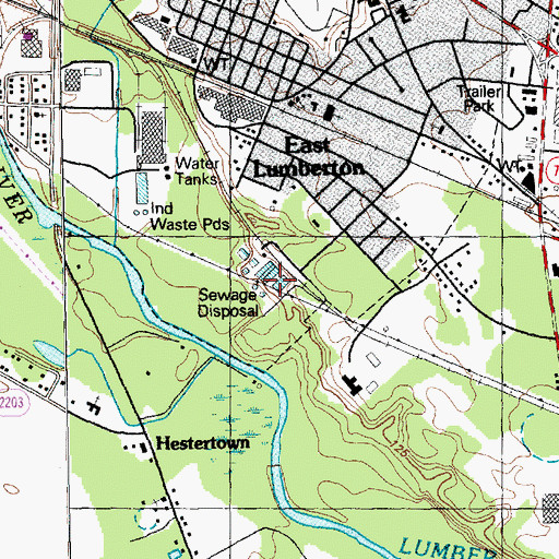 Topographic Map of Lumberton Wastewater Treatment Plant, NC