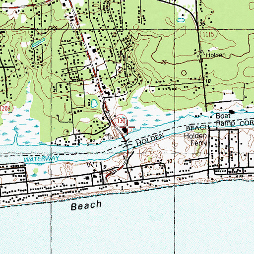 Topographic Map of Holden Beach Marina, NC