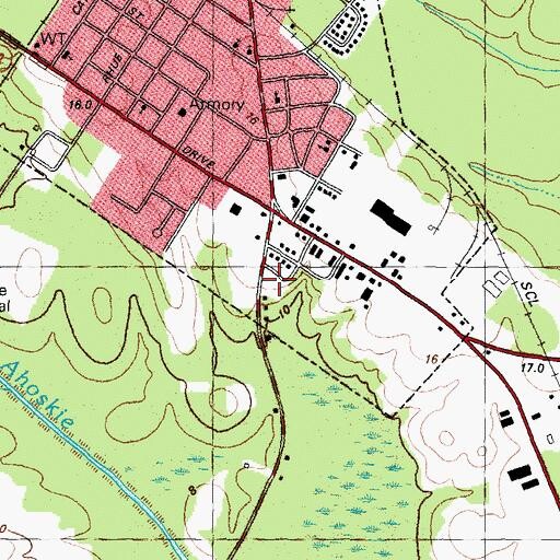 Topographic Map of Ahoskie Church of God, NC