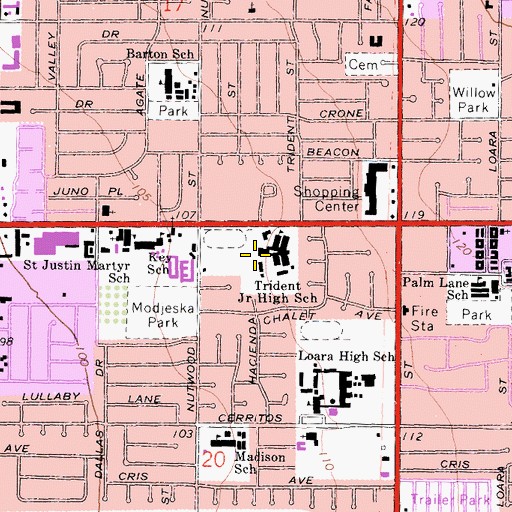 Topographic Map of Trident High School (historical), CA