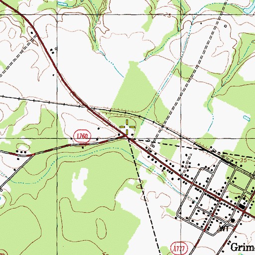 Topographic Map of Grimesland Pentecostal Church, NC