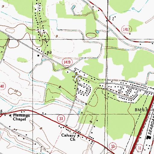 Topographic Map of Noahs Ark Fishing Deliverance Church, NC
