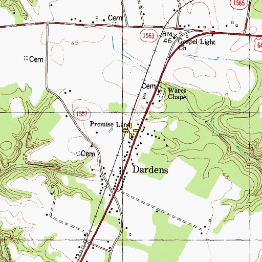 Topographic Map of Promised Land Church of Christ, NC